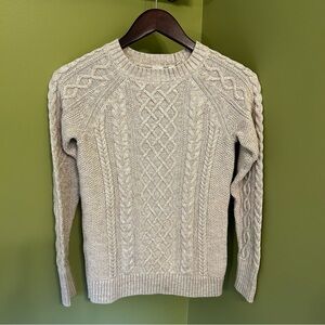 Gap Cable Knit Crewneck Sweater 100% Cotton Wheat Off-White Women's XS